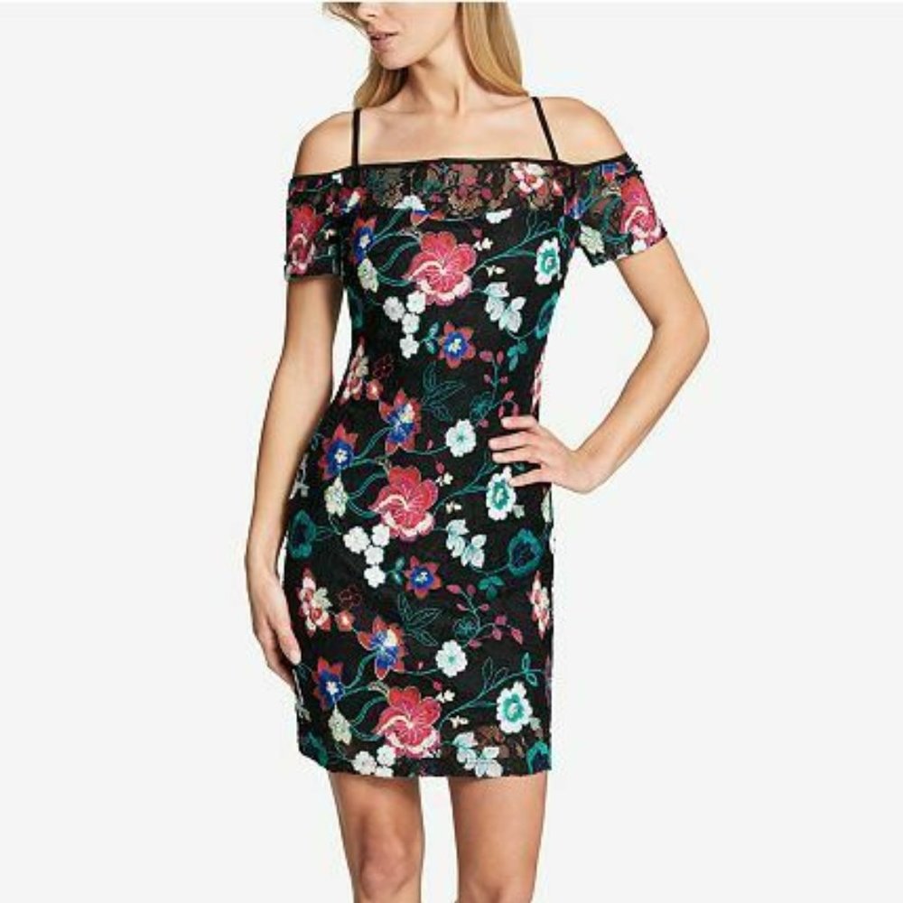 GUESS Embroidered Off The Shoulder Dress NWT